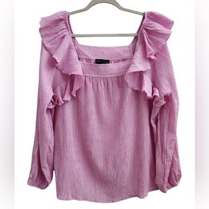 B6- Design 365 Pink Ruffle Top Blouse - Medium